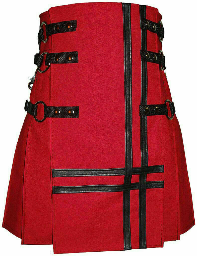 00000000000.jpg New Stylish Red Canvas 100% Cotton Fashion Utility Kilt Chain – Next Kilt