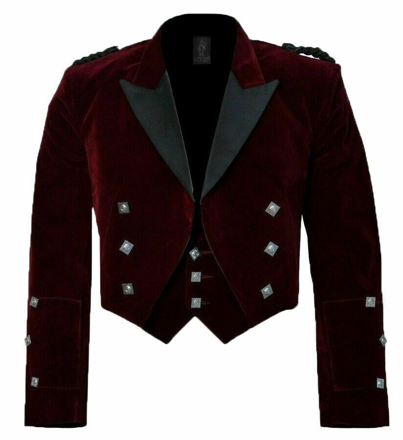 12-1-1.jpg Scottish Burgundy Velvet Prince Charlie Kilt Jacket With Waistcoat – Next Kilt