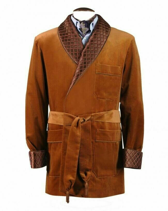 Luxurious Brown Velvet Smoking Jacket Men's Dress Gown Luxurious Brown Velvet Smoking Jacket Men's Dress Gown