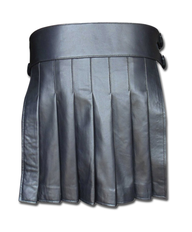 Black Mini Leather Gladiator Kilt with Studs – Next Kilt