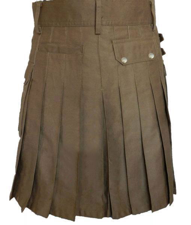 Deluxe-Utility-Kilts-for-Men-Back.jpg Dark Khaki Utility Kilt – Next Kilt
