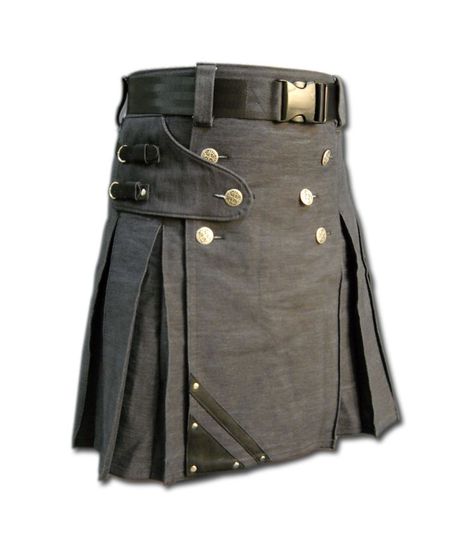Denim-and-Leather-Kilt-2.jpg Gray Denim and Leather Kilt – Next Kilt
