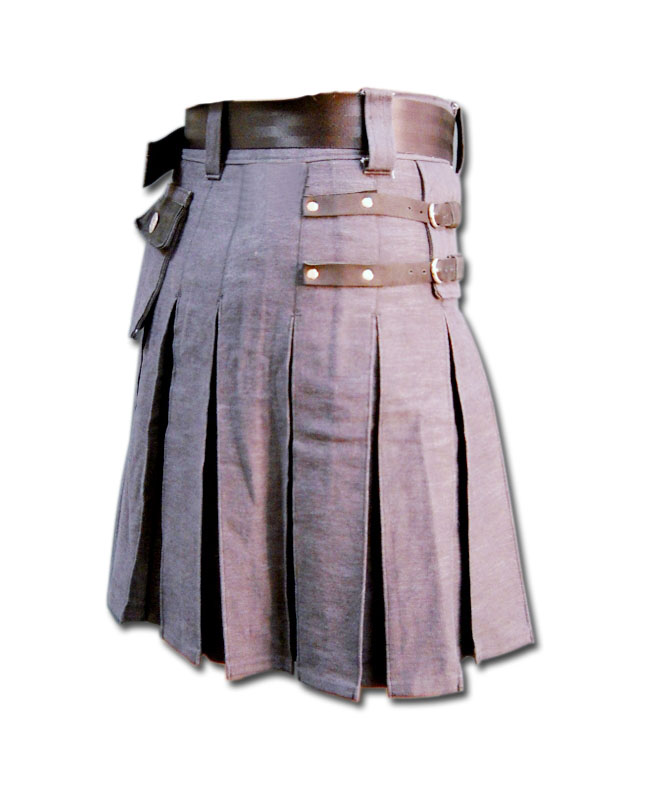 Denim-and-Leather-Kilt-4.jpg Gray Denim and Leather Kilt – Next Kilt