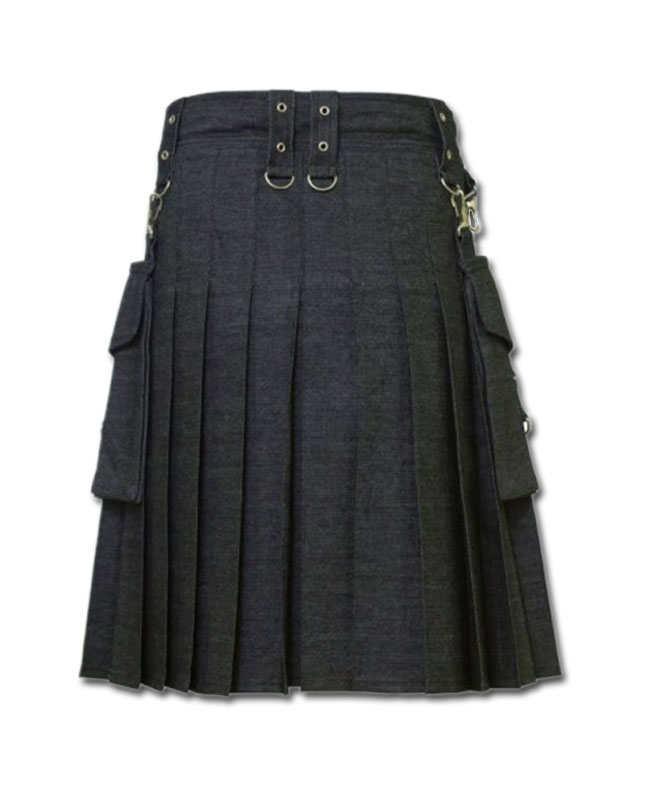 Mens-Black-Denim-Modern-Kilt-2.jpg Men's Black Denim Modern Kilt – Next Kilt