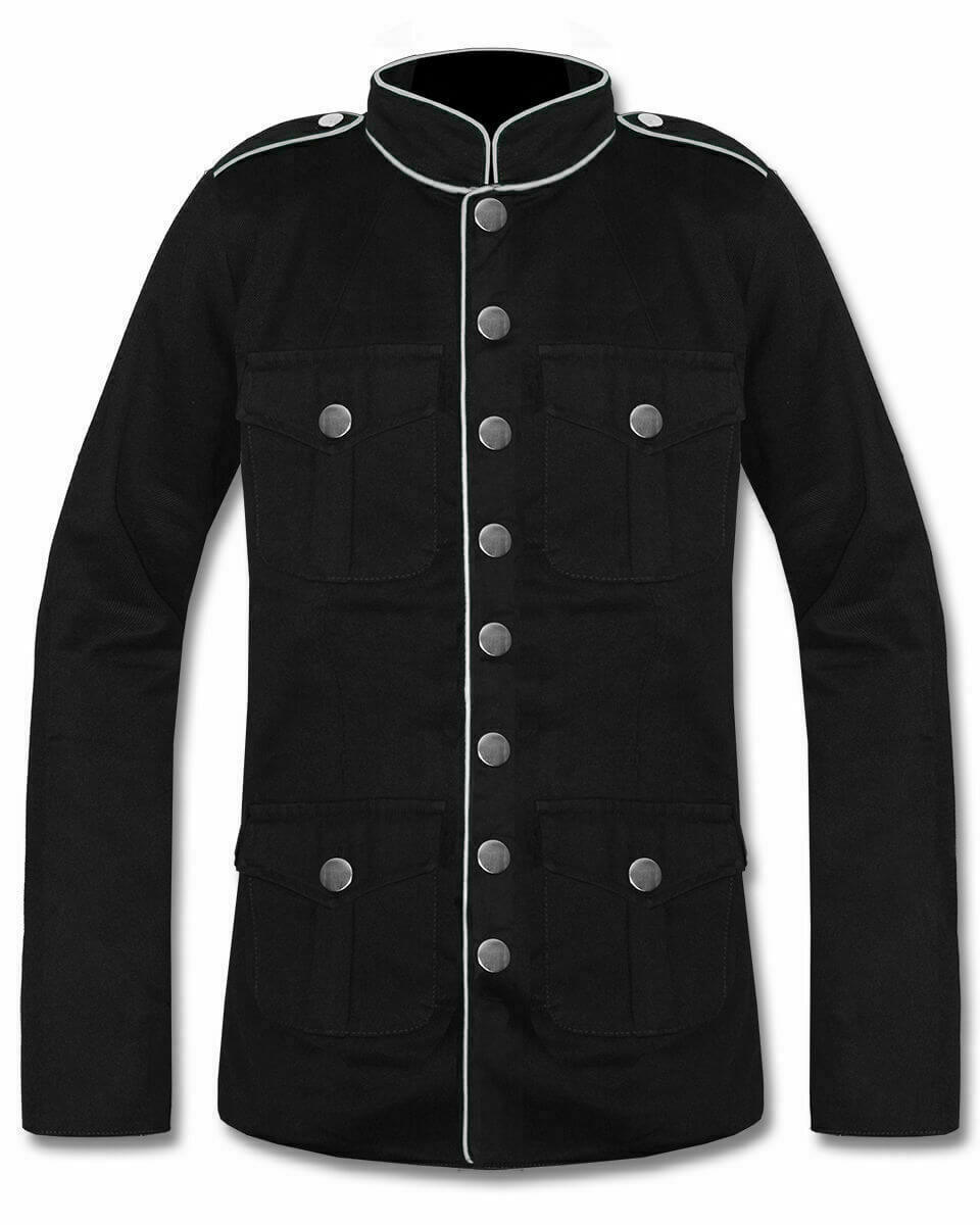 N-24.jpg Men's Military Jacket Black White Goth Steampunk Army Coat – Next Kilt