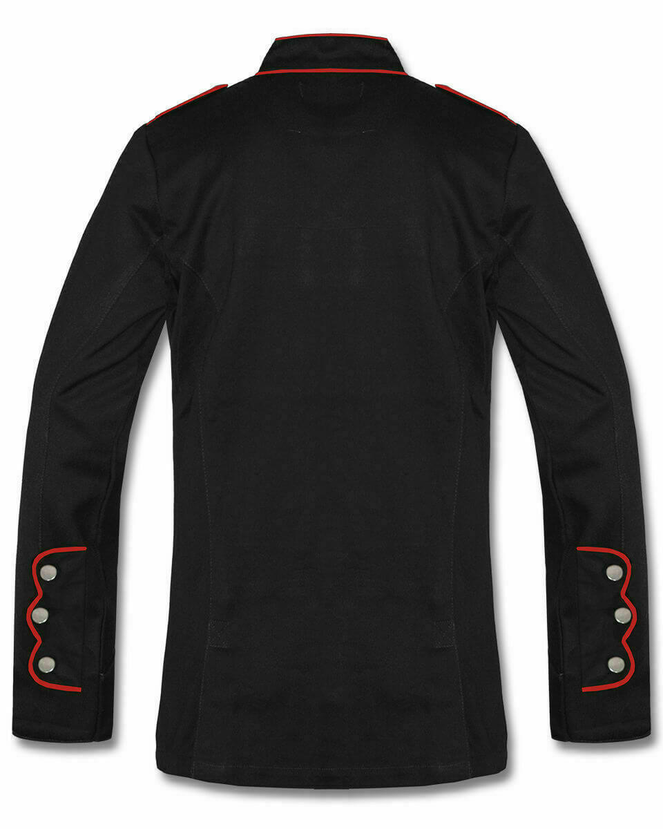 N-27.jpg Men's Military Jacket Black Red Goth Steampunk Army Coat – Next Kilt