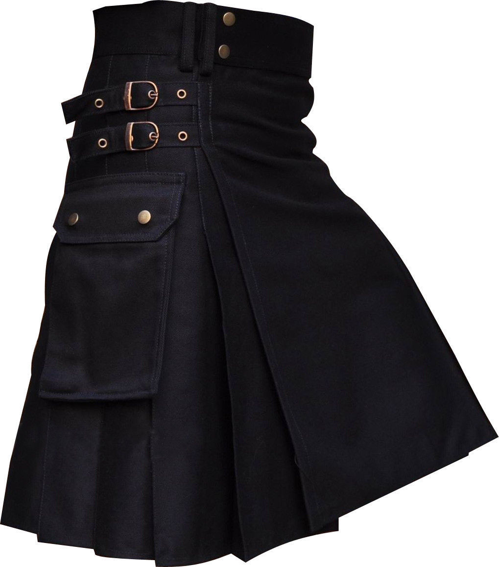 New-Mens-Black-UtilityWedding-Kilt-Made-in-100-Cotton-Brass-Button.jpg New Men's Black Utility/Wedding Kilt – Next Kilt