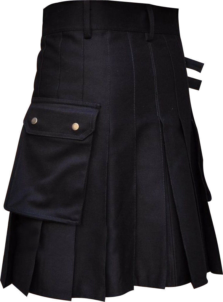 New-Mens-Black-UtilityWedding-Kilt-Made-in-100-Cotton-Brass-Button1.jpg New Men's Black Utility/Wedding Kilt – Next Kilt