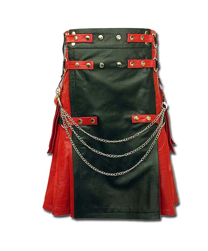 Red-Black-Leather-Fashion-Kilt-1.jpg Red & Black Leather Fashion Kilt – Next Kilt
