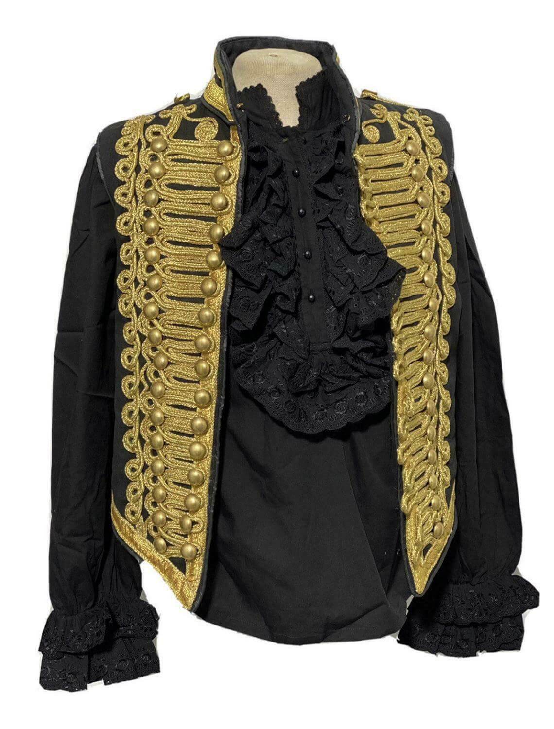 jacket-15-1.jpg New Mens Ceremonial Military Jacket Black With Gold Braid Hussar – Next Kilt