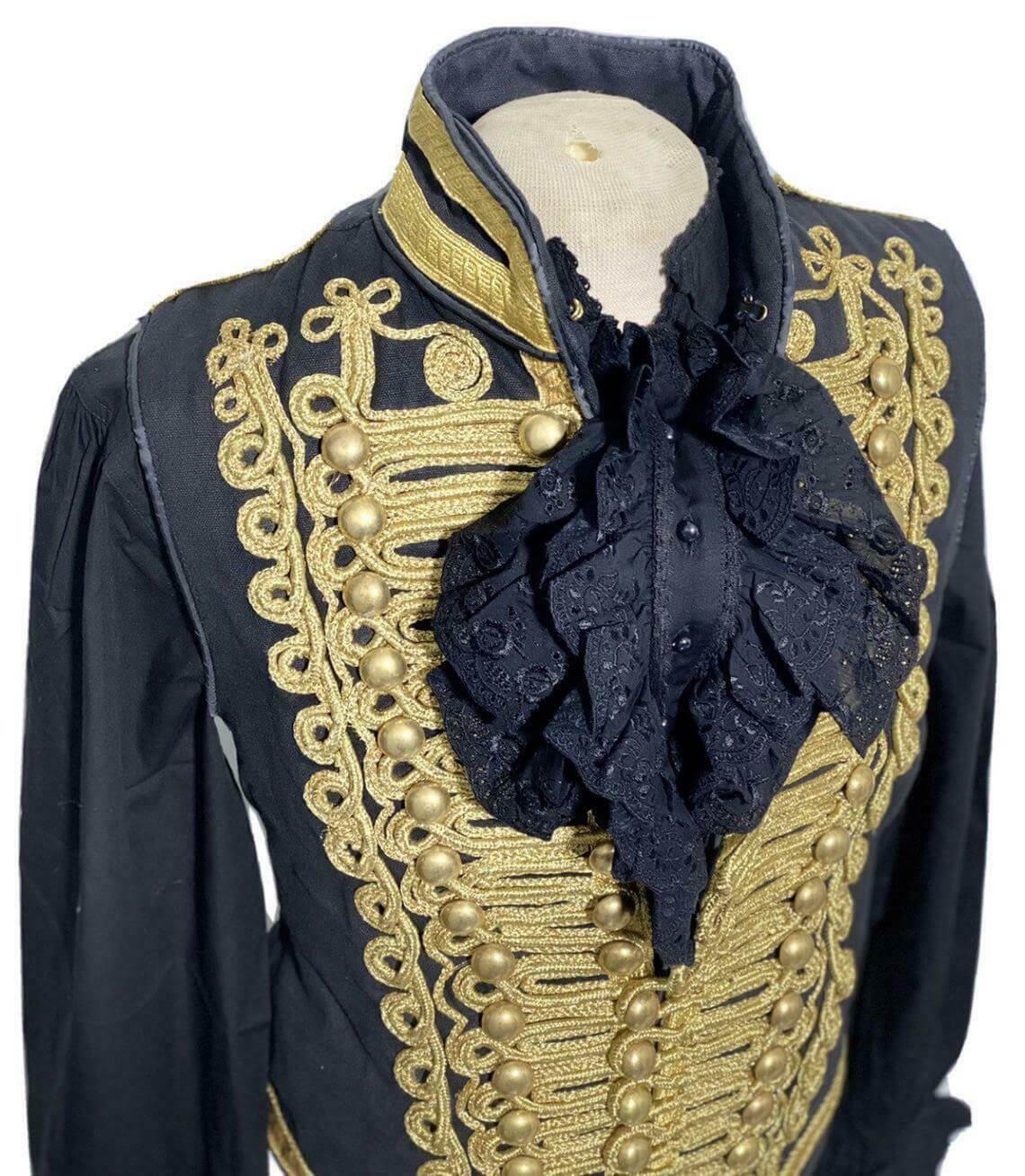 jacket-16-1.jpg New Mens Ceremonial Military Jacket Black With Gold Braid Hussar – Next Kilt