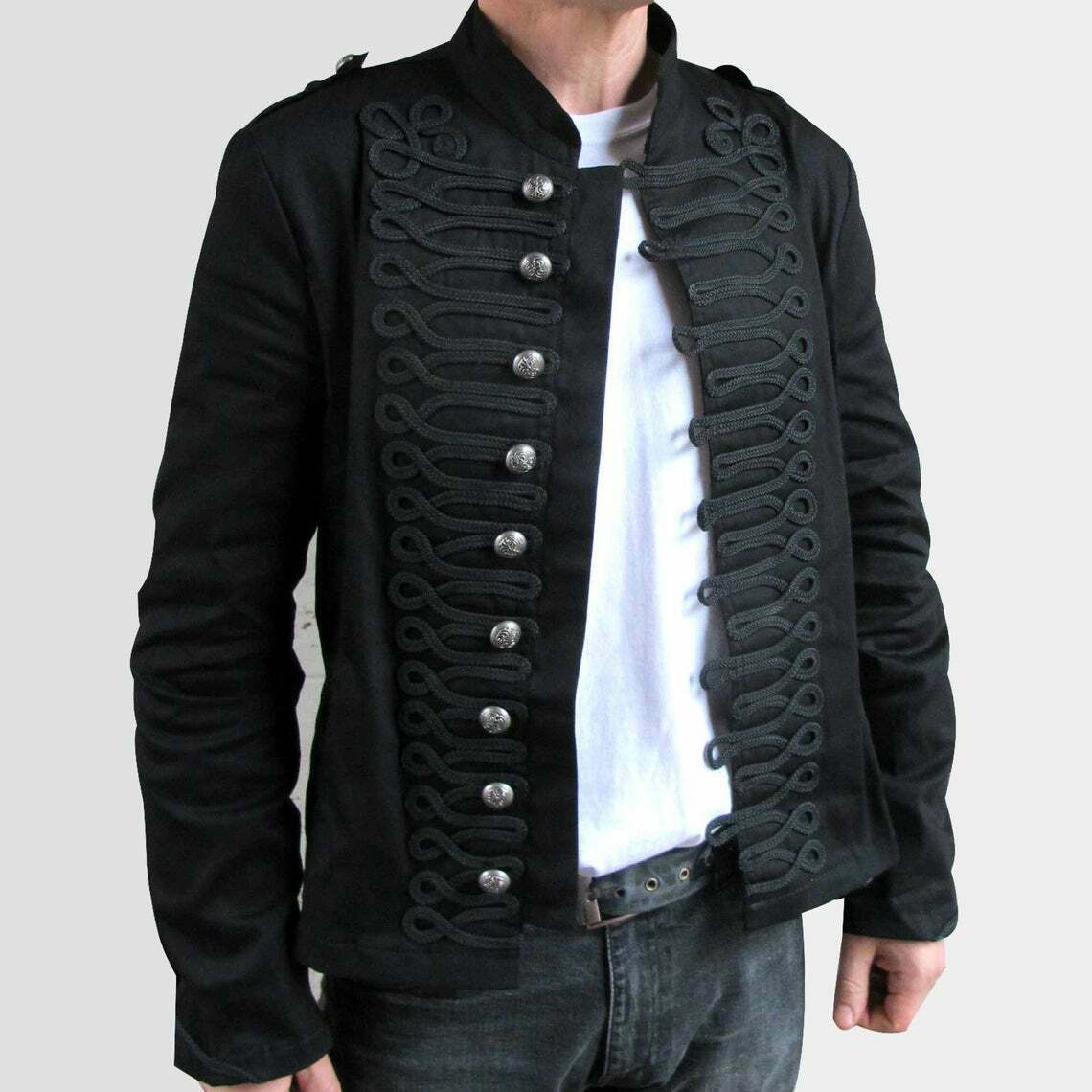 jacket-28.jpg Black EMO PUNK GOTH NAPOLEON MILITARY DRUMMER PARADE – Next Kilt