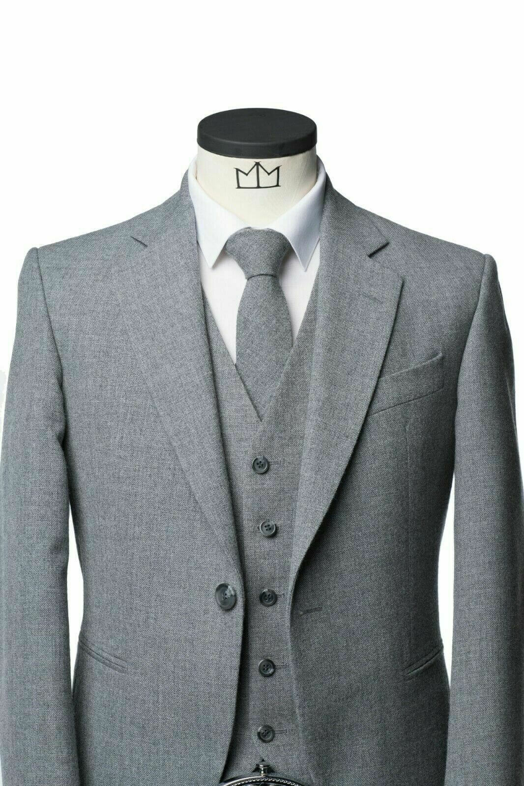 jacket.jpg SCOTTISH LIGHT GREY LEMON TWEED WEDDING KILT JACKET – Next Kilt