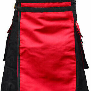 New Scottish Modern Utility Red & Black Plaid Kilt