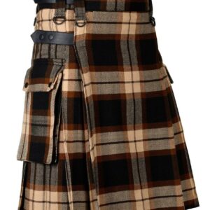 New Great Scottish Black And Orange Hybrid Kilt For Men