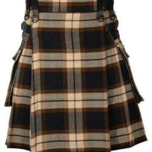 New Great Scottish Black And Orange Hybrid Kilt For Men
