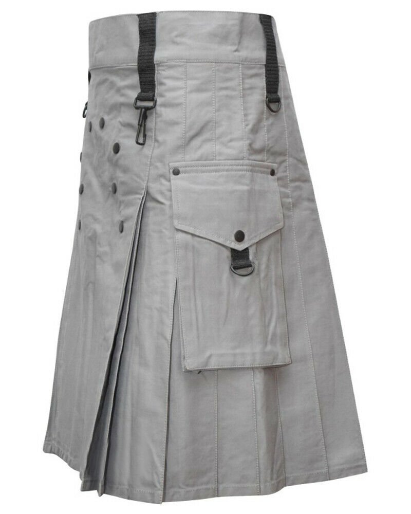kilt-4.jpg Scottish Modern Custom Grey Kilt Fashion Utility Kilts For Men – Next Kilt