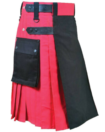 s-l500.jpg Scottish Men 100% Cotton Utility Kilt Black And Red – Next Kilt