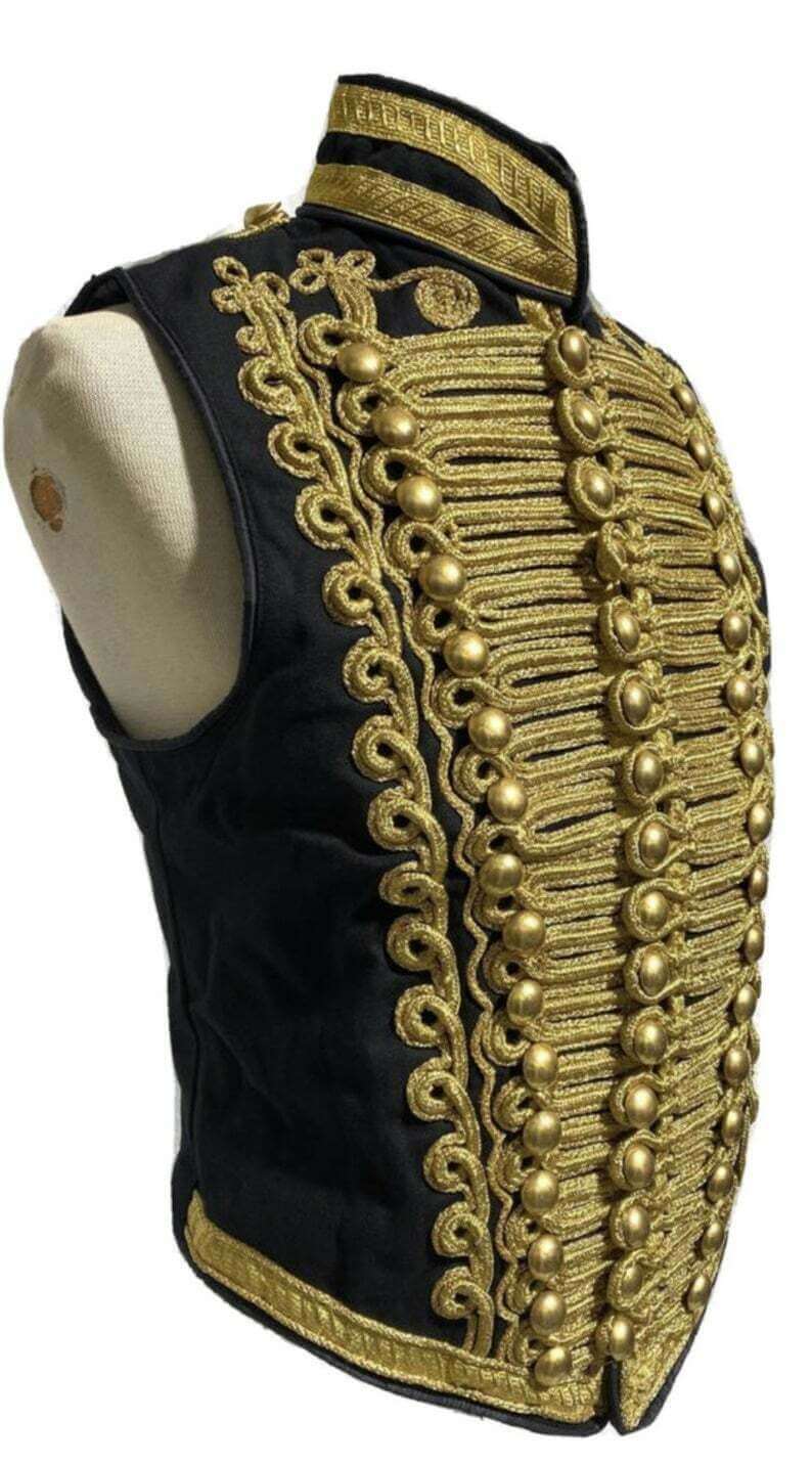 vest-2.jpg New Ceremonial Military Jacket Black with Gold Braiding Hussar – Next Kilt