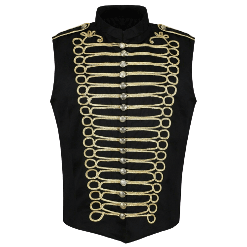 vest-removebg-preview.png Black/Gold Men's Military Hussar Drummer Vest Waistcoat – Next Kilt