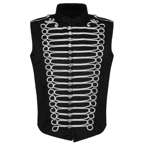 vest_2-removebg-preview.png Black/Silver Men's Military Hussar Drummer Vest Waistcoat – Next Kilt