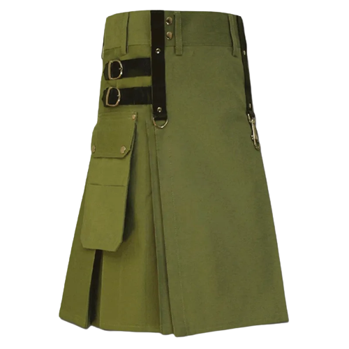 OLIVE GREEN UTILITY KILT FOR MEN OLIVE GREEN UTILITY KILT FOR MEN