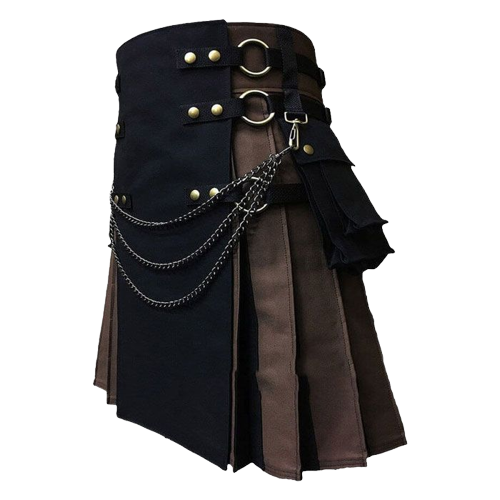 BLACK AND BROWN CANVAS CARGO HYBRID KILT – Next Kilt