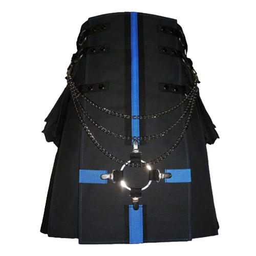 BLACK CARGO UTILITY KILT WITH INTERCHANGEABLE APRON